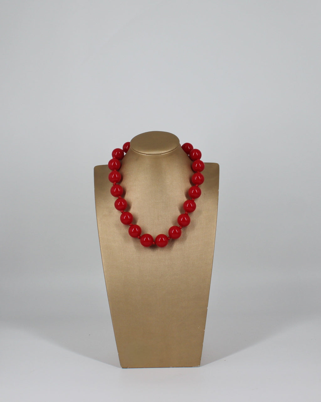 Collana Girocollo, Sfere Rosse Lucide, Effetto Statement