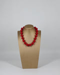 Collana Girocollo, Sfere Rosse Lucide, Effetto Statement