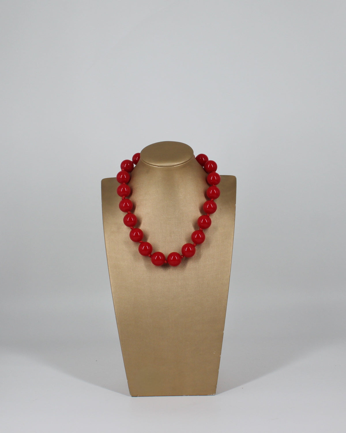 Collana Girocollo, Sfere Rosse Lucide, Effetto Statement