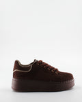 Sneakers Platform Camoscio e Strass - Marrone