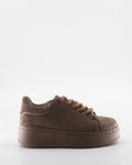 Sneakers Platform Camoscio e Strass - Khaki