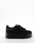 Sneakers Platform Camoscio e Strass - Nero