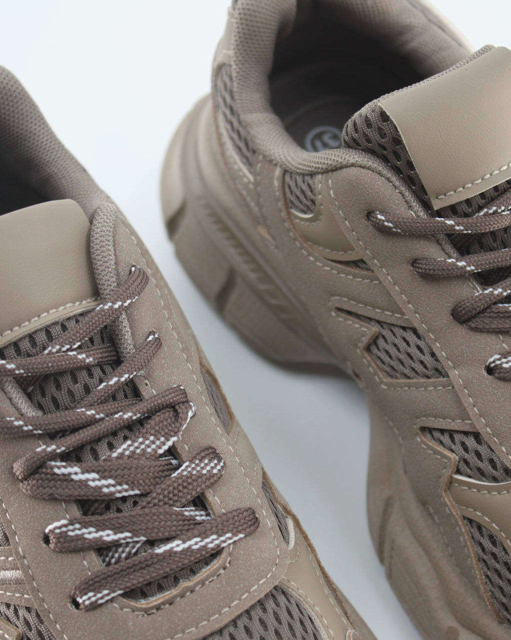 Sneaker Chunky Running Multi-Materiale con Suola Sculpted - Marrone