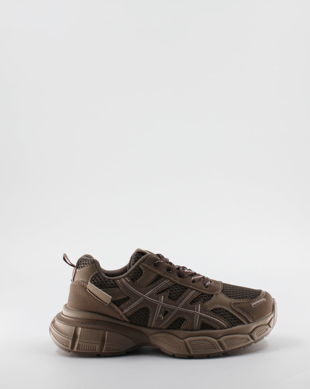 Sneaker Chunky Running Multi-Materiale con Suola Sculpted - Marrone