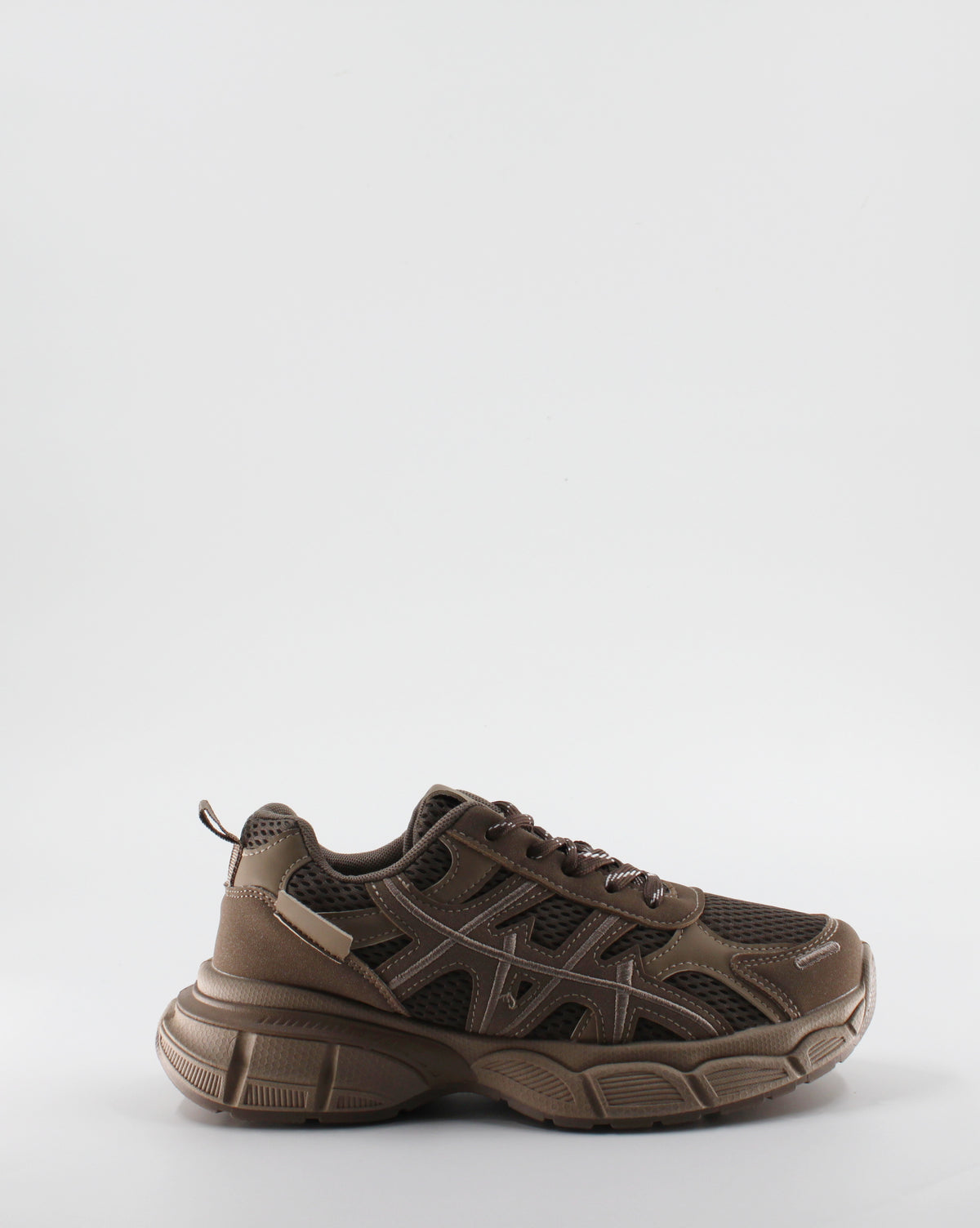 Sneaker Chunky Running Multi-Materiale con Suola Sculpted - Marrone