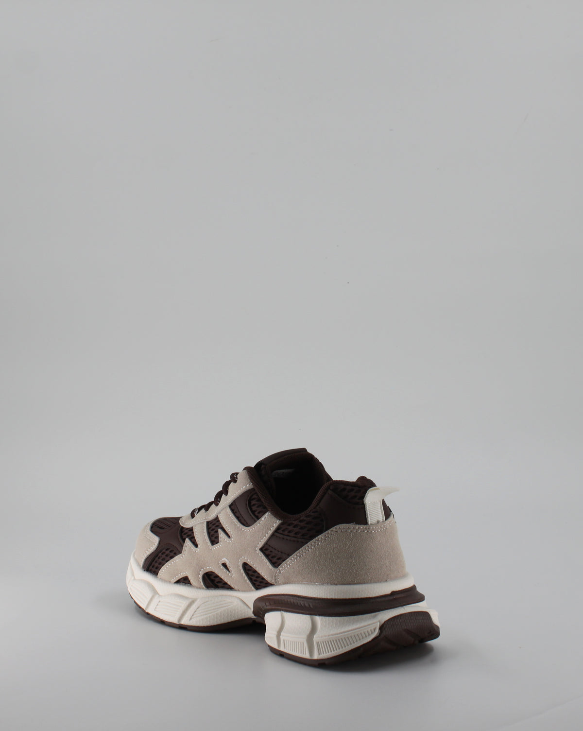 Sneaker Chunky Running Multi-Materiale Bicolor - Marrone e Beige Khaki