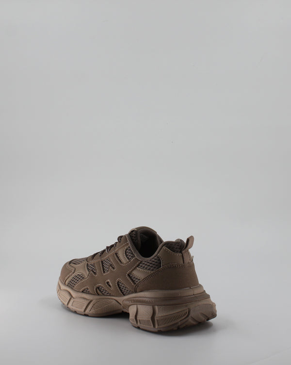 Sneaker Chunky Running Multi-Materiale con Suola Sculpted - Marrone