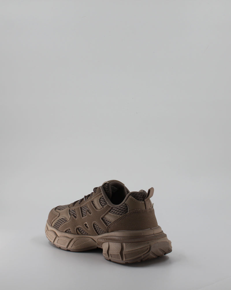 Sneaker Chunky Running Multi-Materiale con Suola Sculpted - Marrone