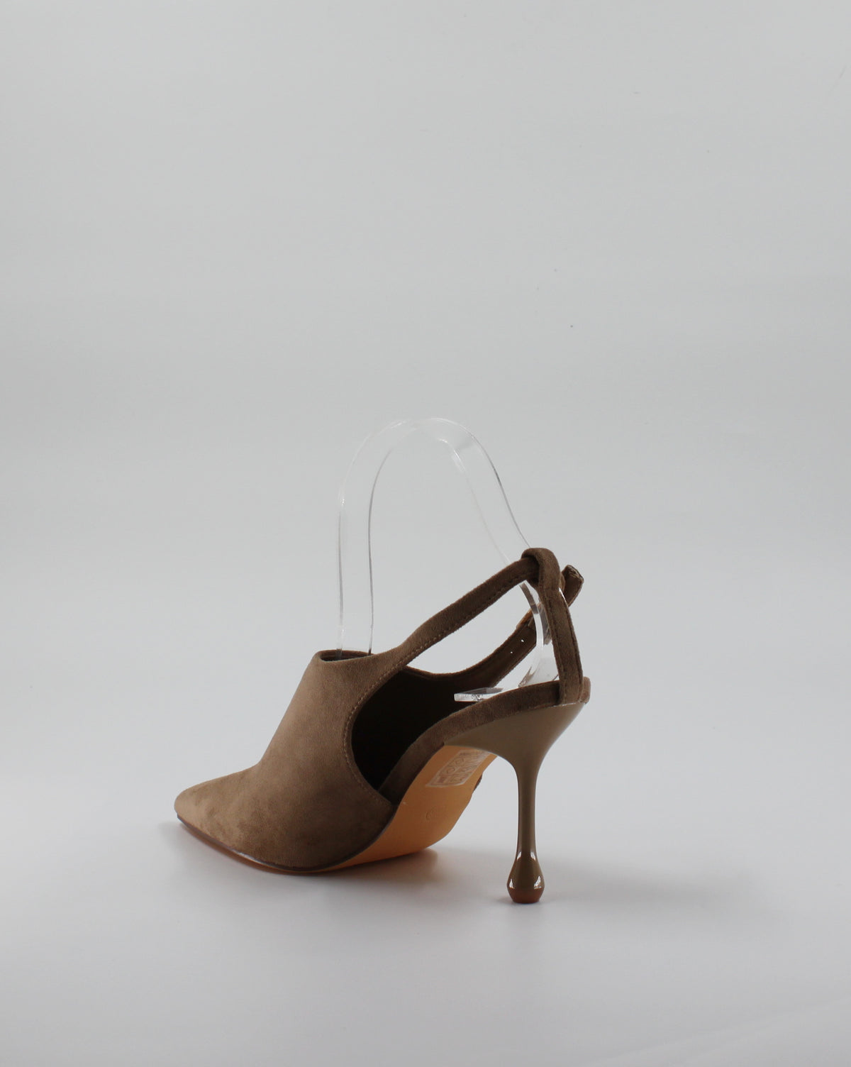 Décolleté Slingback a Punta con Scultura Tacco in Camoscio - Khaki