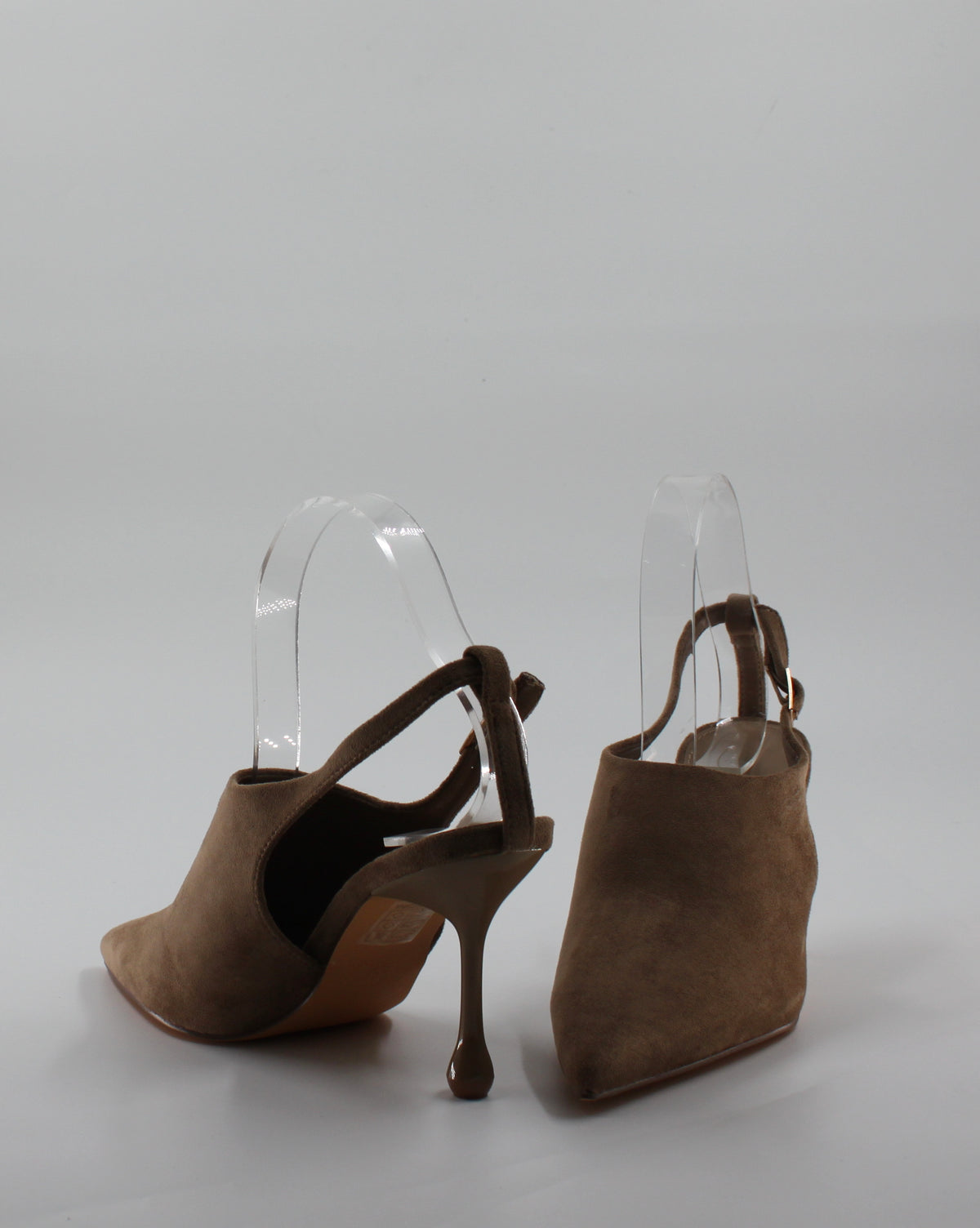 Décolleté Slingback a Punta con Scultura Tacco in Camoscio - Khaki