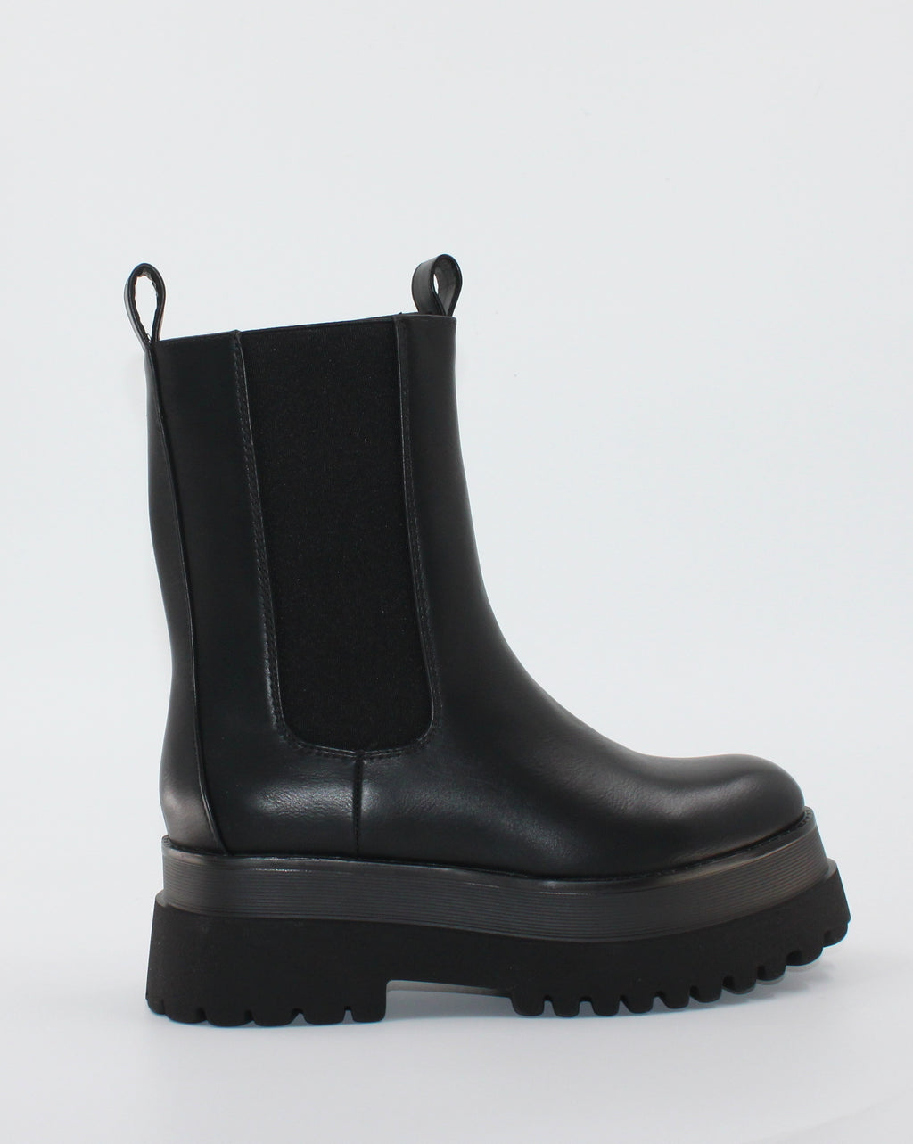 Stivaletto Chelsea Mid-Calf con Maxi Platform e Suola Carrarmato - Nero