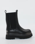 Stivaletto Chelsea Mid-Calf con Maxi Platform e Suola Carrarmato - Nero