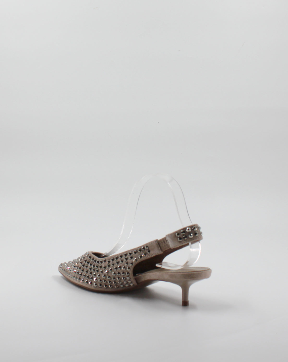 Ballerina Slingback Scamosciata a Punta con Borchie Khaki