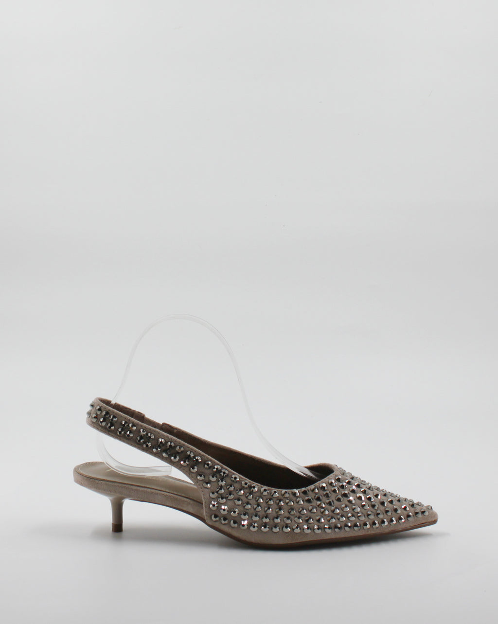 Ballerina Slingback Scamosciata a Punta con Borchie - Khaki