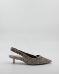 Ballerina Slingback Scamosciata a Punta con Borchie - Khaki