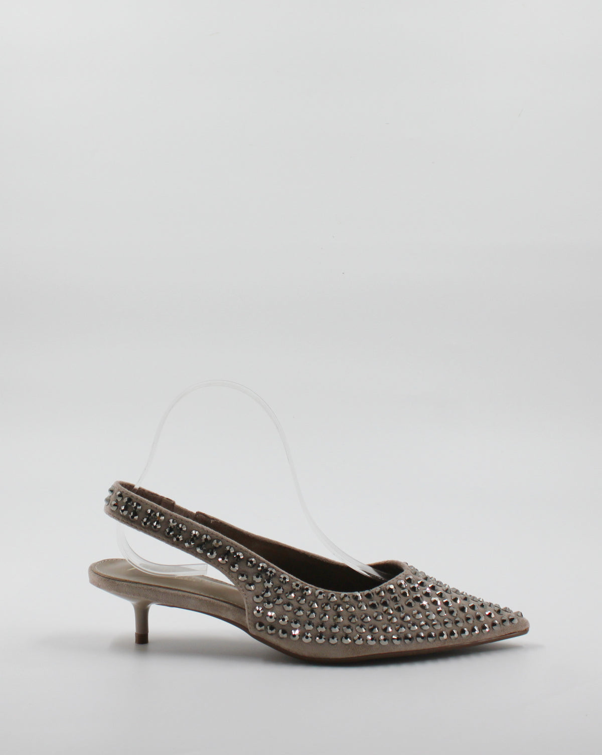 Ballerina Slingback Scamosciata a Punta con Borchie Khaki
