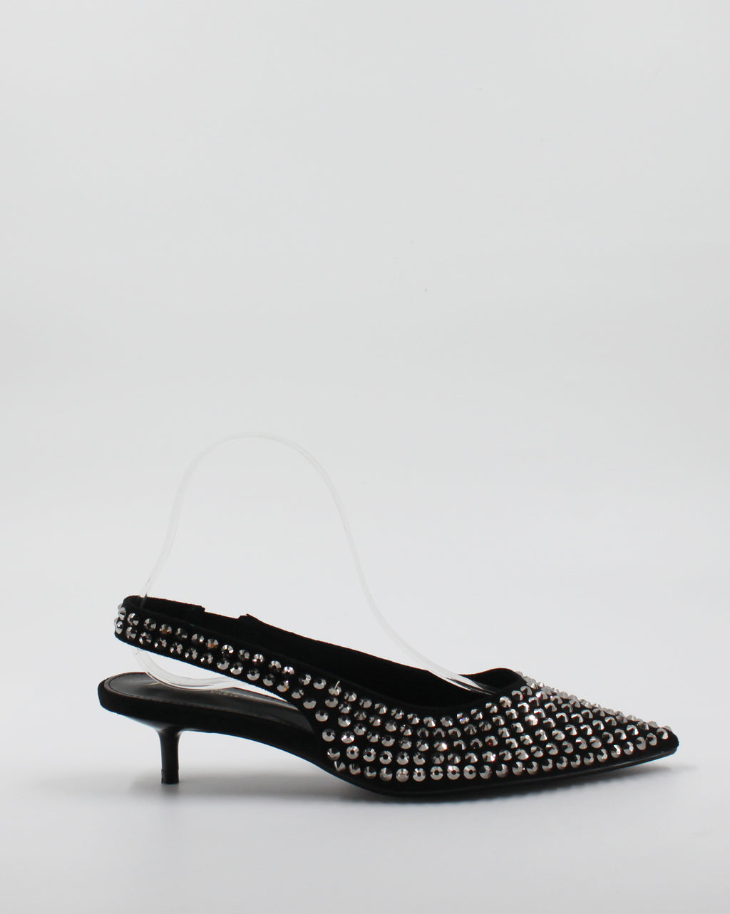 Ballerina Slingback Scamosciata a Punta con Borchie - Nero