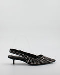 Ballerina Slingback Scamosciata a Punta con Borchie - Nero