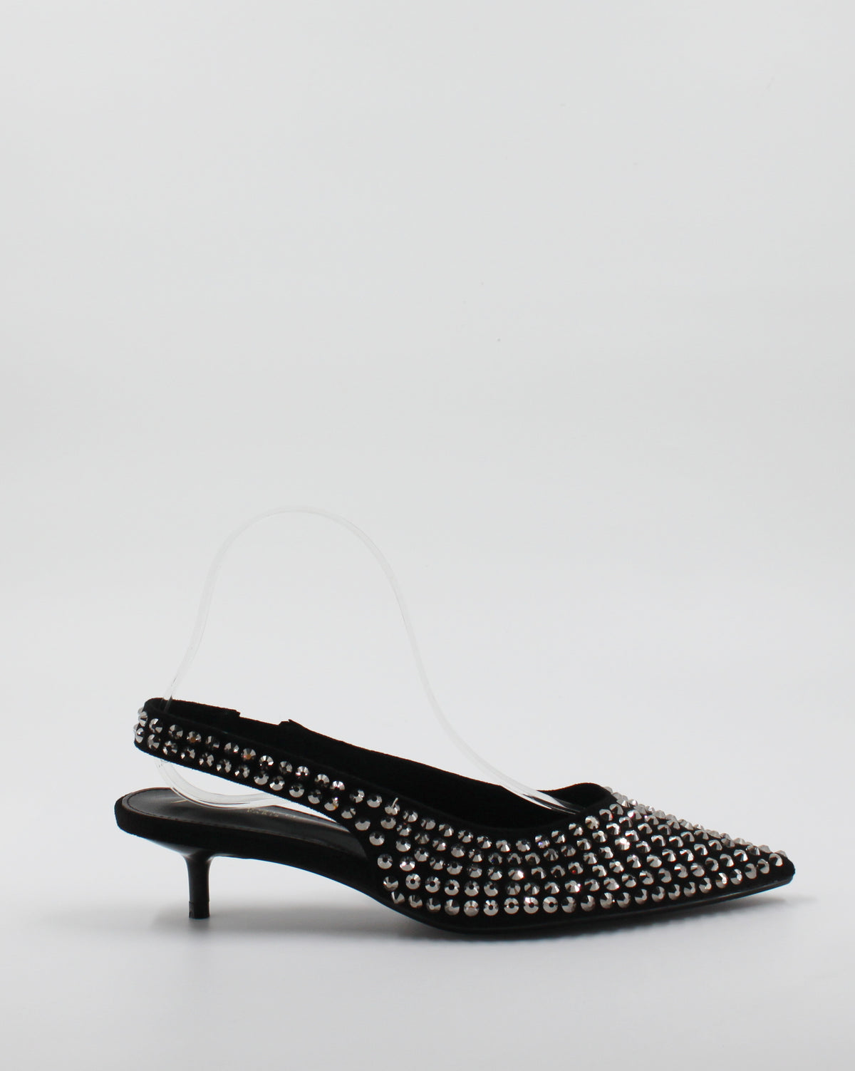 Ballerina Slingback Scamosciata a Punta con Borchie Nero