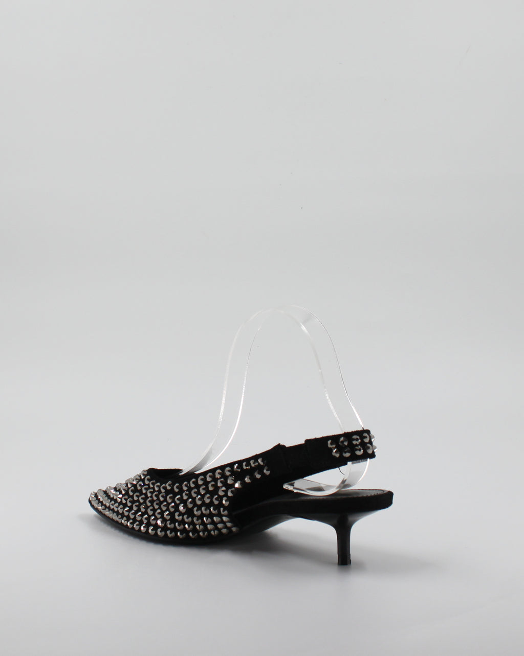 Ballerina Slingback Scamosciata a Punta con Borchie - Nero