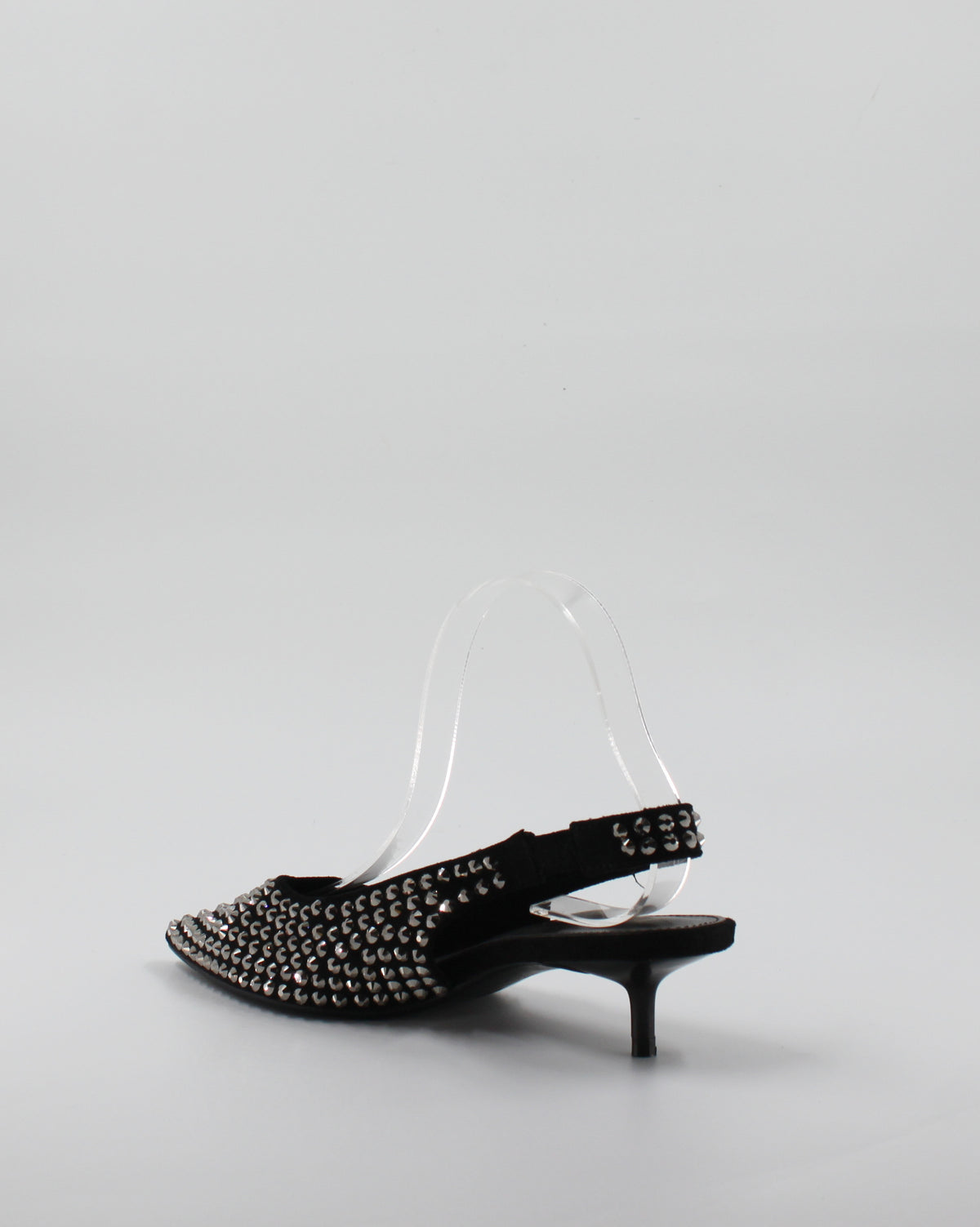 Ballerina Slingback Scamosciata a Punta con Borchie Nero