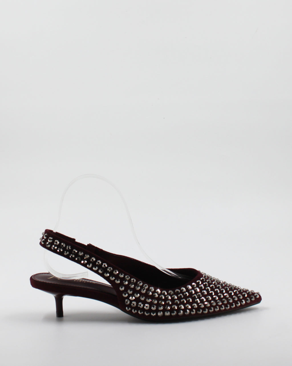 Ballerina Slingback Scamosciata a Punta con Borchie - Wine