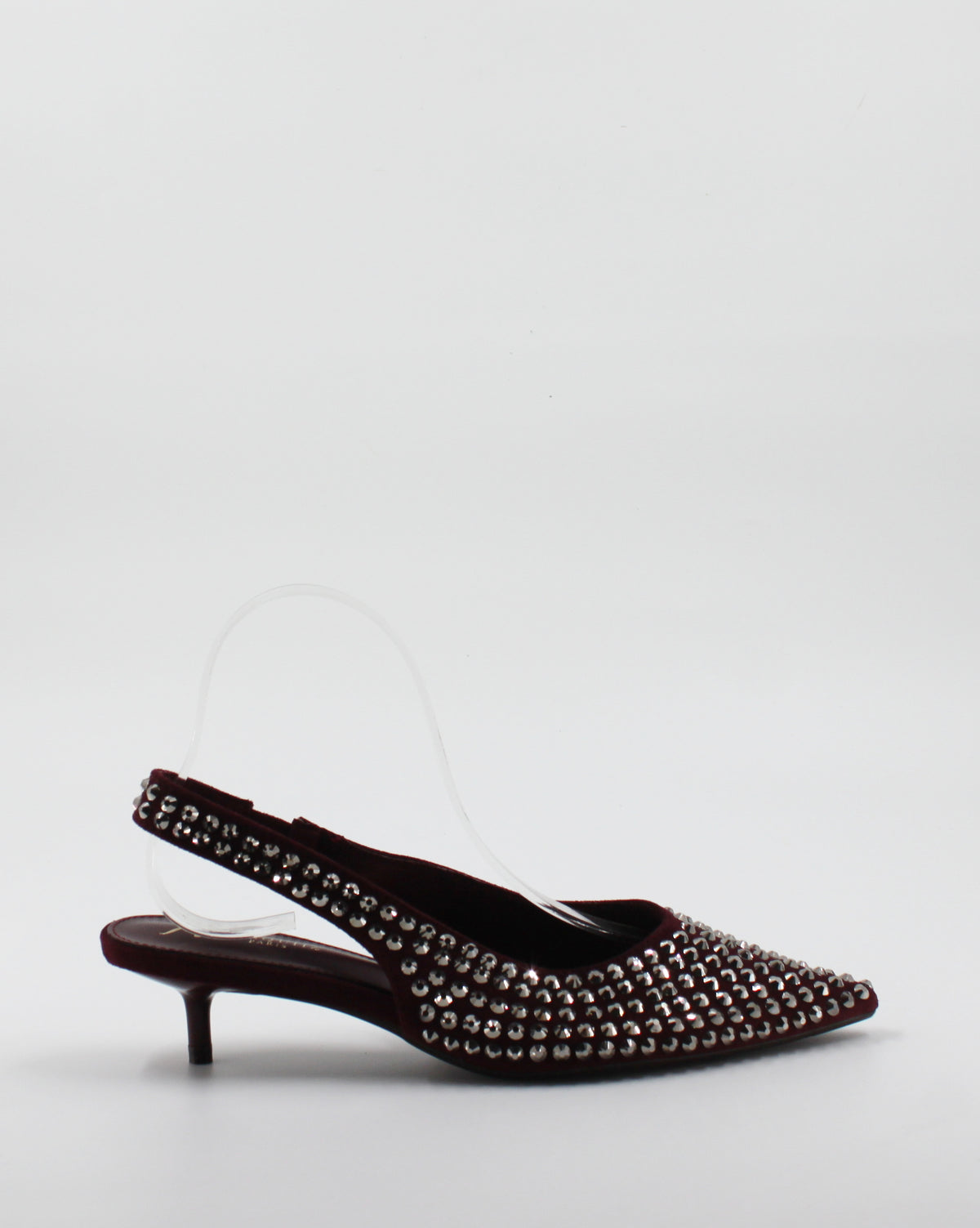 Ballerina Slingback Scamosciata a Punta con Borchie Wine