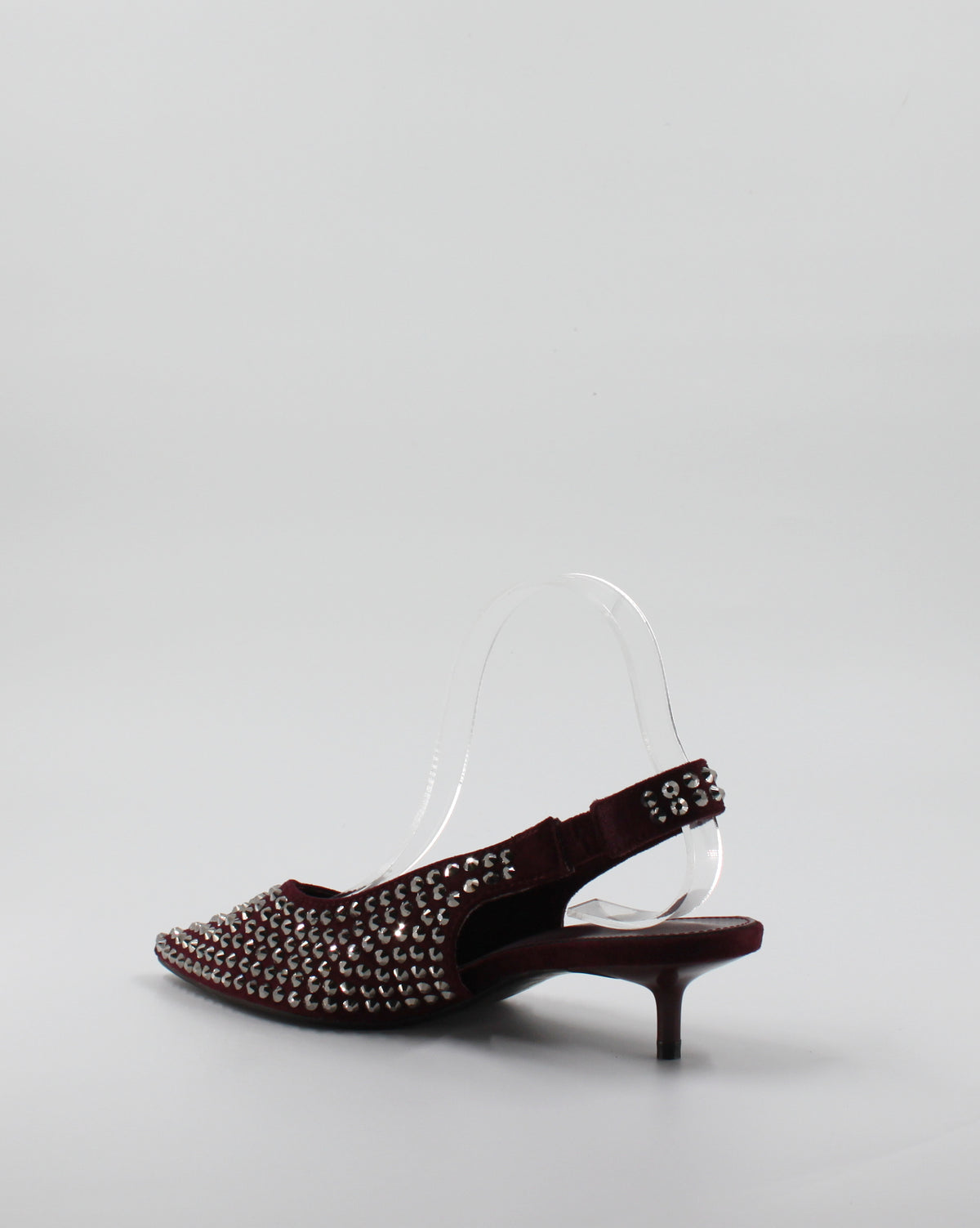 Ballerina Slingback Scamosciata a Punta con Borchie Wine