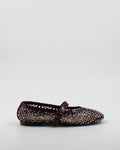 Ballerina Mary Jane in Rete con Strass e Cinturino in Vernice - Wine