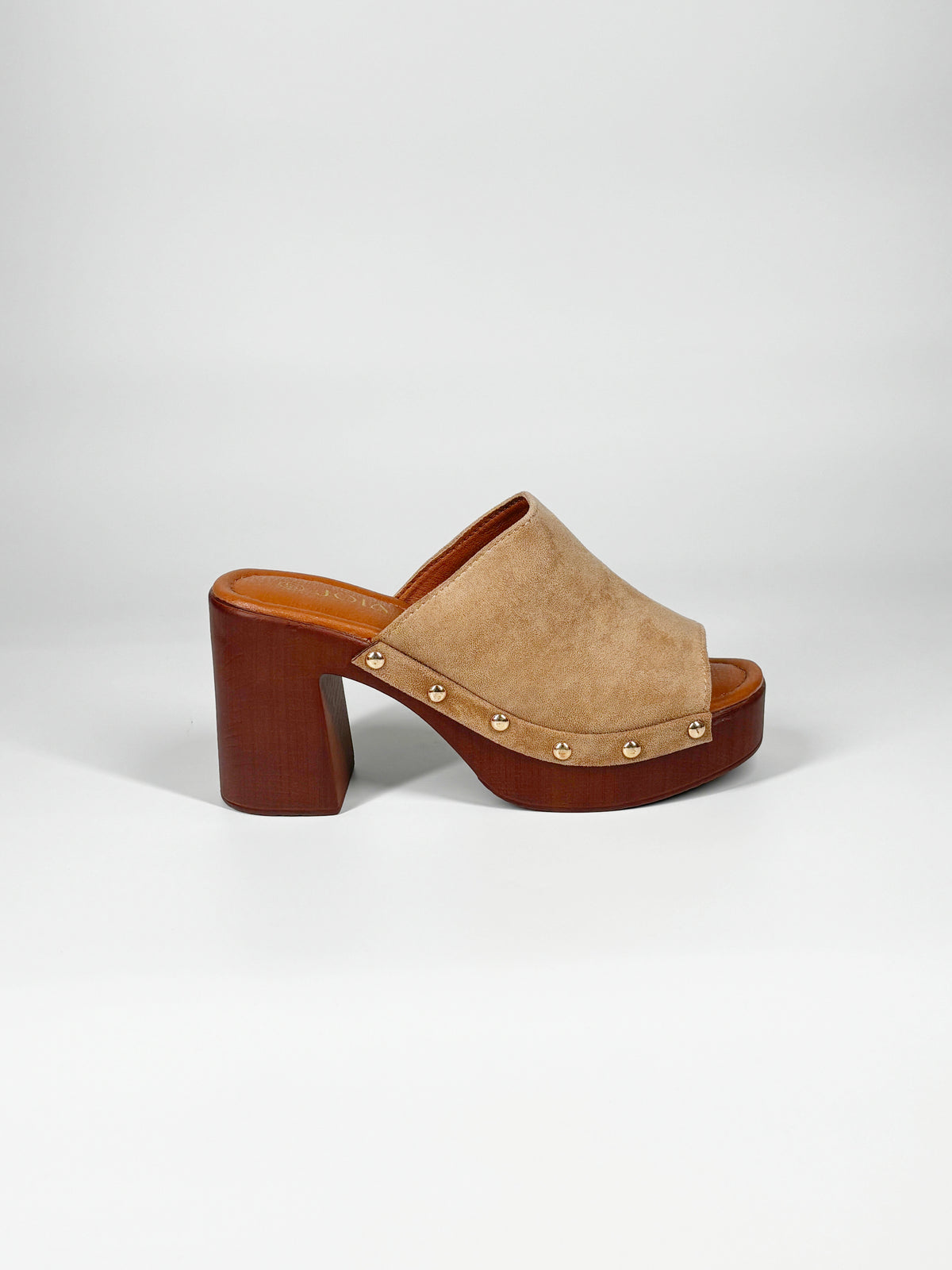 Sabot  con Suola Platform Effetto Legno - Beige