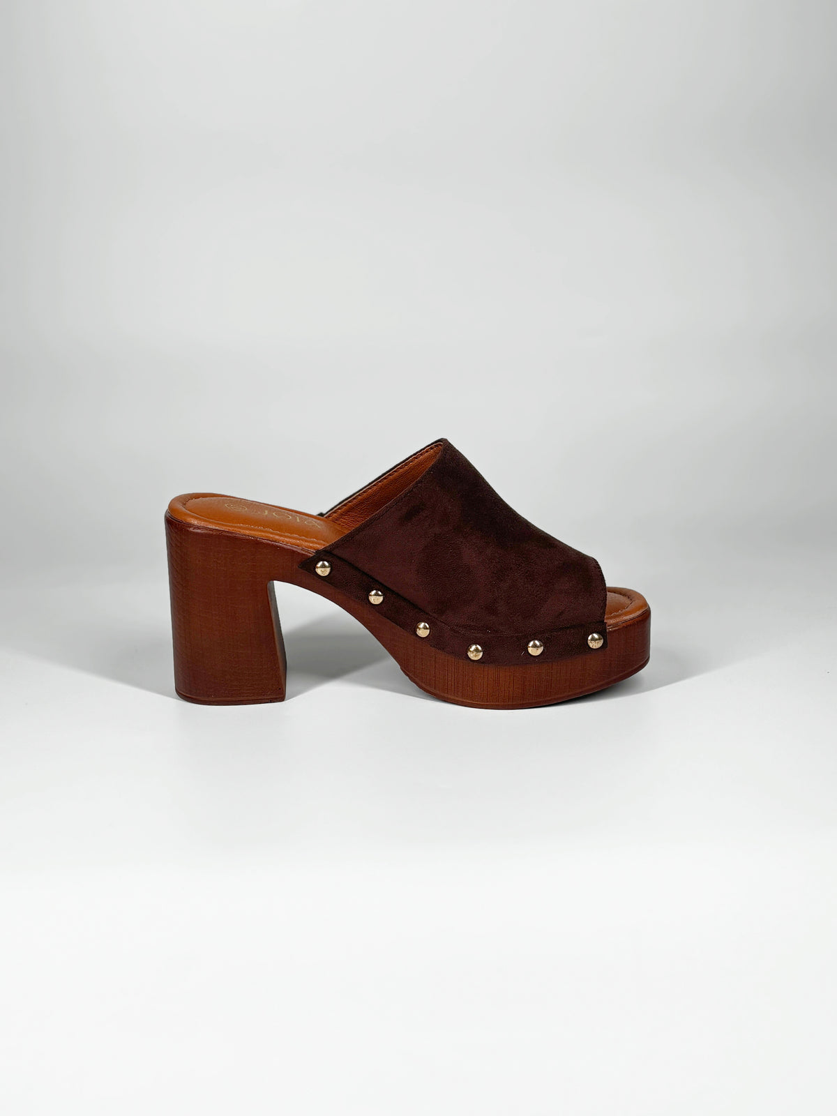 Sabot con Suola Platform Effetto Legno - Marrone
