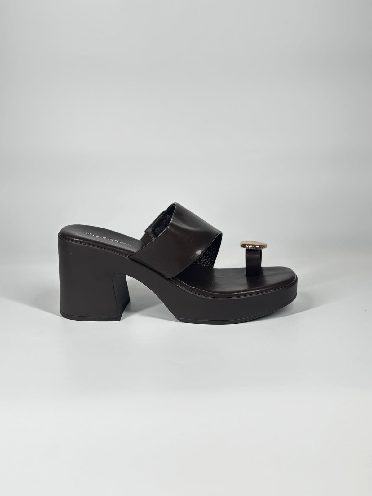 Sandalo Platform con anello - Marrone