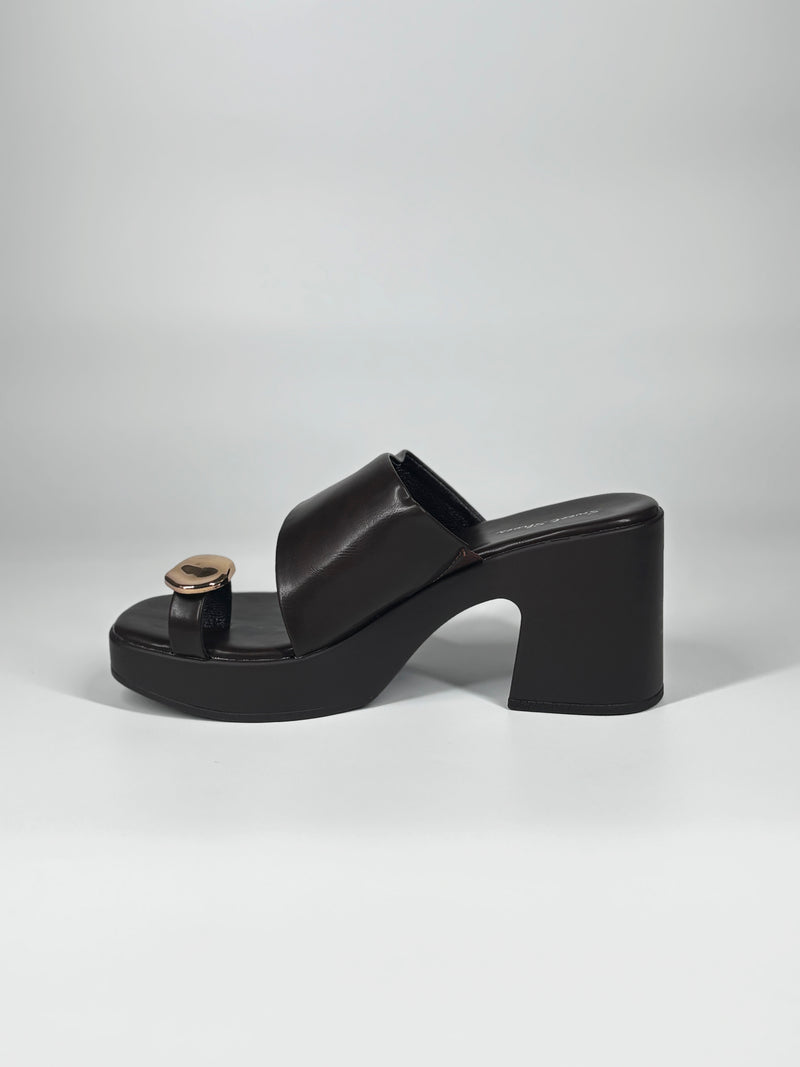 Sandalo Platform con anello - Marrone