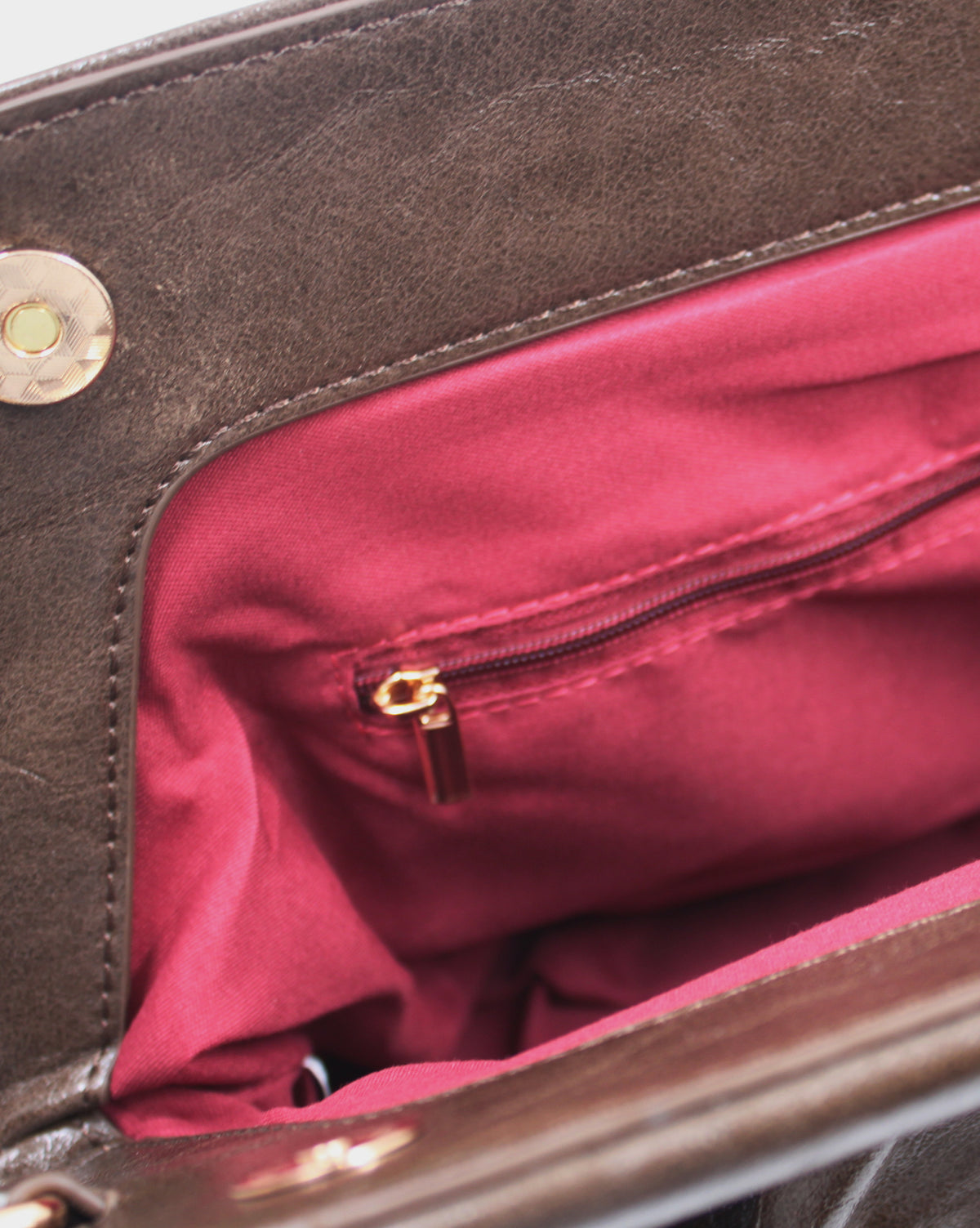 Borsa Pochette / Clutch Morbida Plissé in Similpelle Lucida con Tracolla - Marrone Scuro