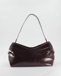 Borsa a Spalla / Tracolla Sottobraccio in Similpelle Lucida con Fibbie Laterali - Bordeaux