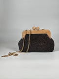 Clutch con chiusura in legno naturale - Marrone