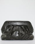 Borsa Pochette / Clutch Morbida Plissé in Similpelle Lucida con Tracolla - Verde
