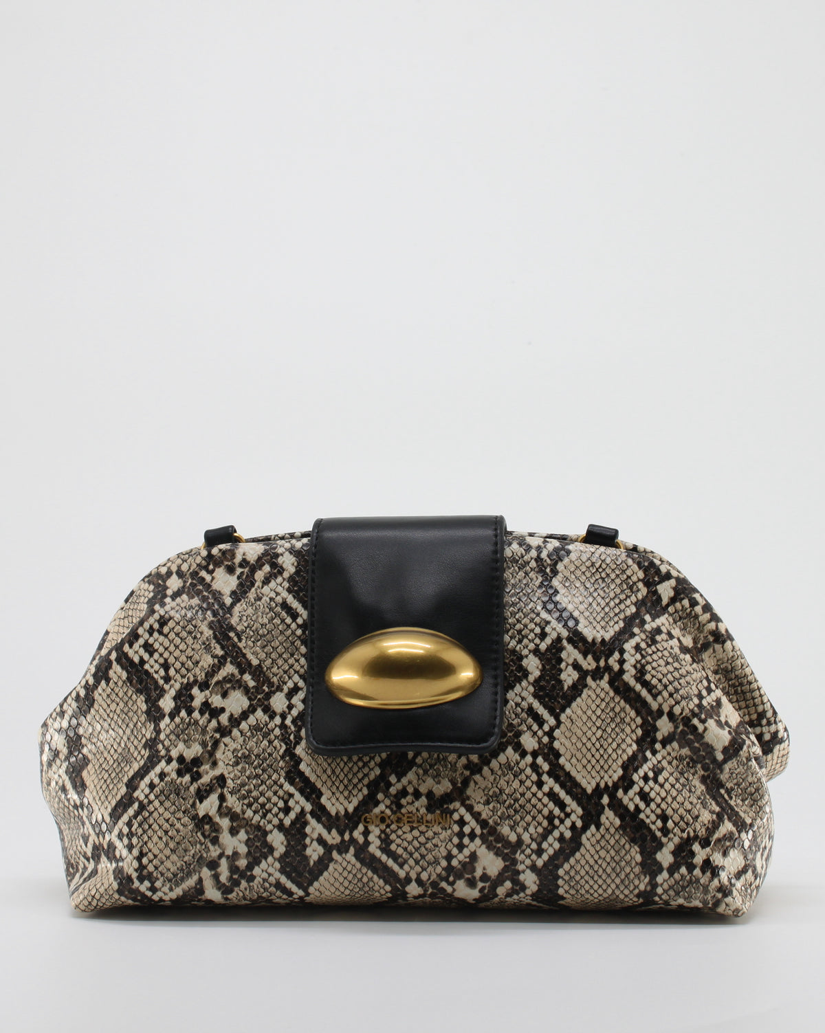 Borsa Clutch Giò Cellini Pitonata con Dettaglio Gioiello Dorato e Tracolla