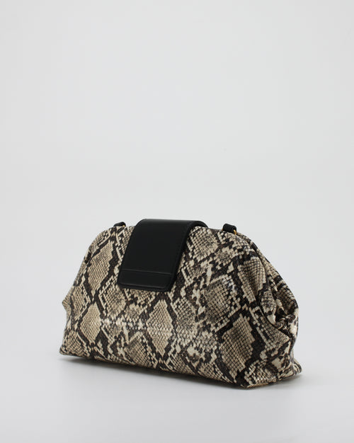 Borsa Clutch Giò Cellini Pitonata con Dettaglio Gioiello Dorato e Tracolla