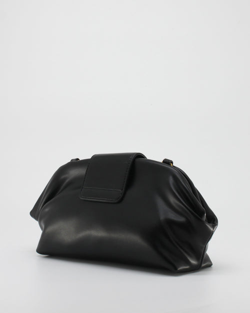 Borsa Clutch Giò Cellini Nera in Pelle con Dettaglio Gioiello Dorato e Tracolla