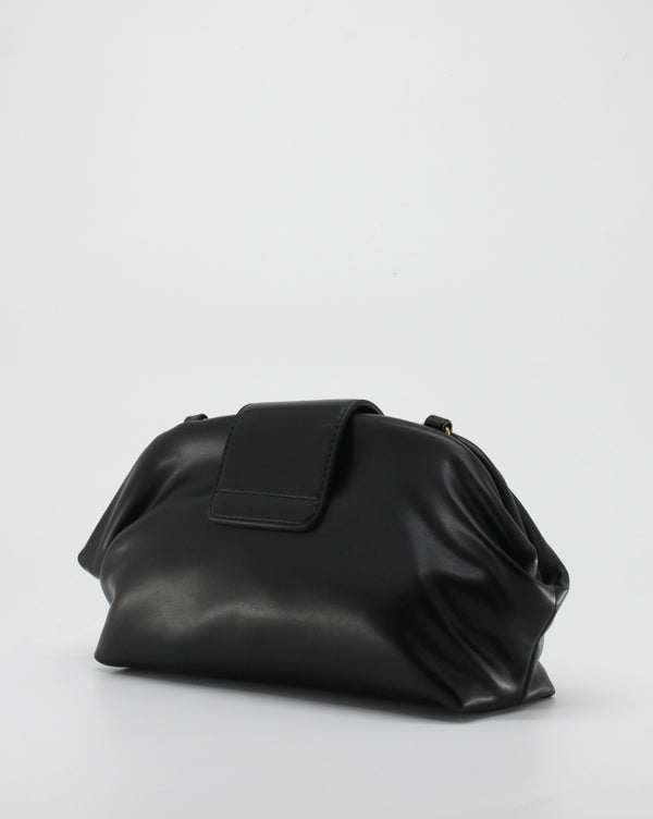 Borsa Clutch Giò Cellini Nera in Pelle con Dettaglio Gioiello Dorato e Tracolla