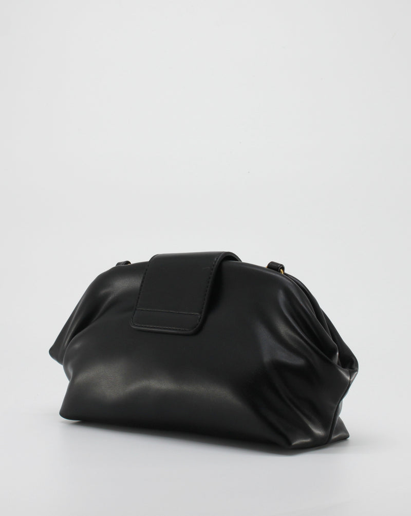 Borsa Clutch Giò Cellini Nera in Pelle con Dettaglio Gioiello Dorato e Tracolla