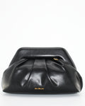 Borsa Clutch Giò Cellini Drappeggiata con Chiusura Clic-Clac e Catena Dorata - Nero