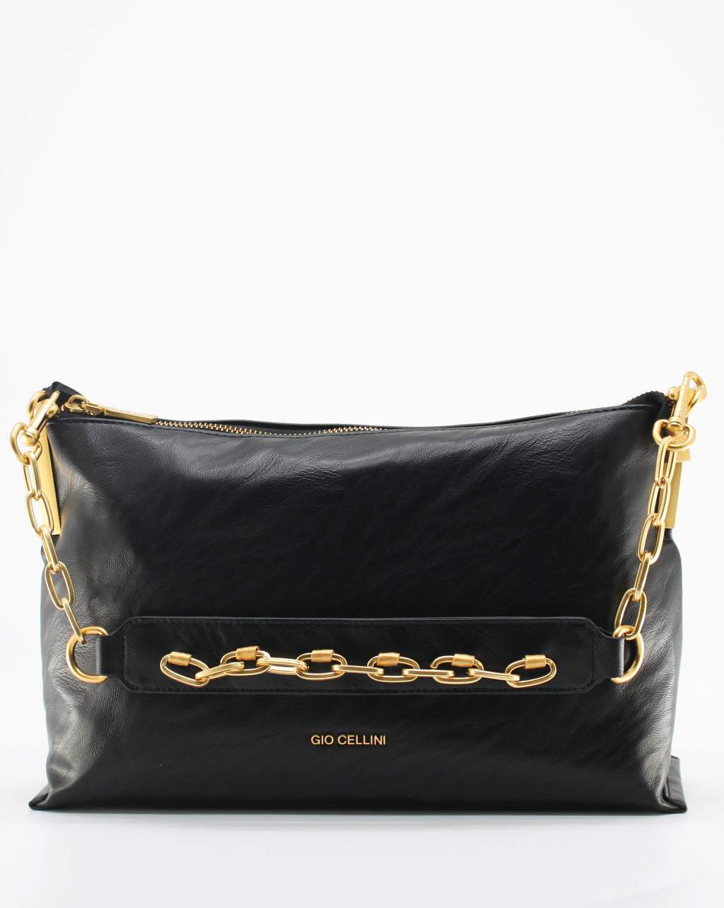 Borsa Maxi Pochette Giò Cellini Vintage con Fascia Catena e Tracolla -Nero