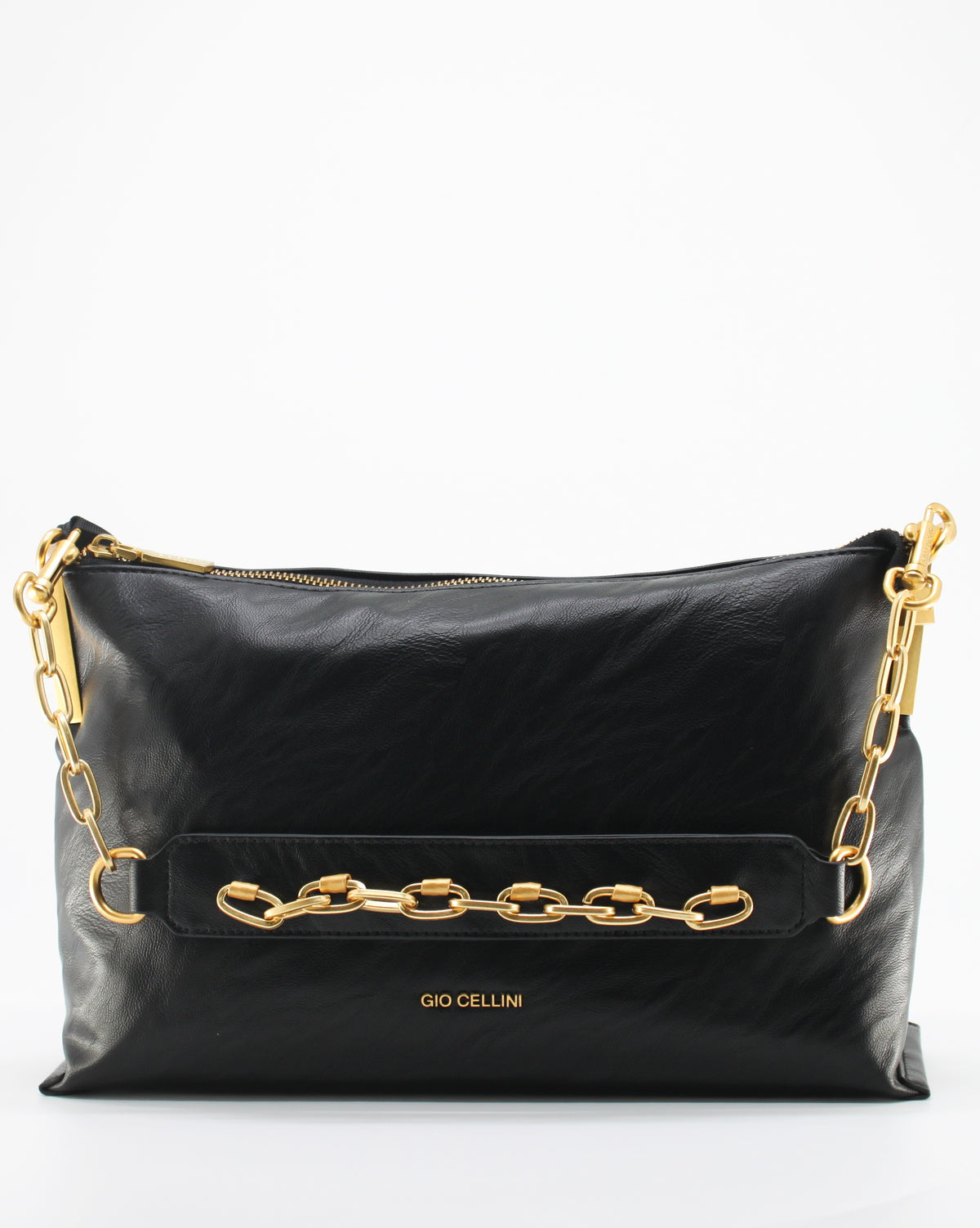 Borsa Maxi Pochette Giò Cellini Nera Vintage con Fascia Catena e Tracolla