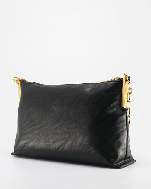 Borsa Maxi Pochette Giò Cellini Nera Vintage con Fascia Catena e Tracolla