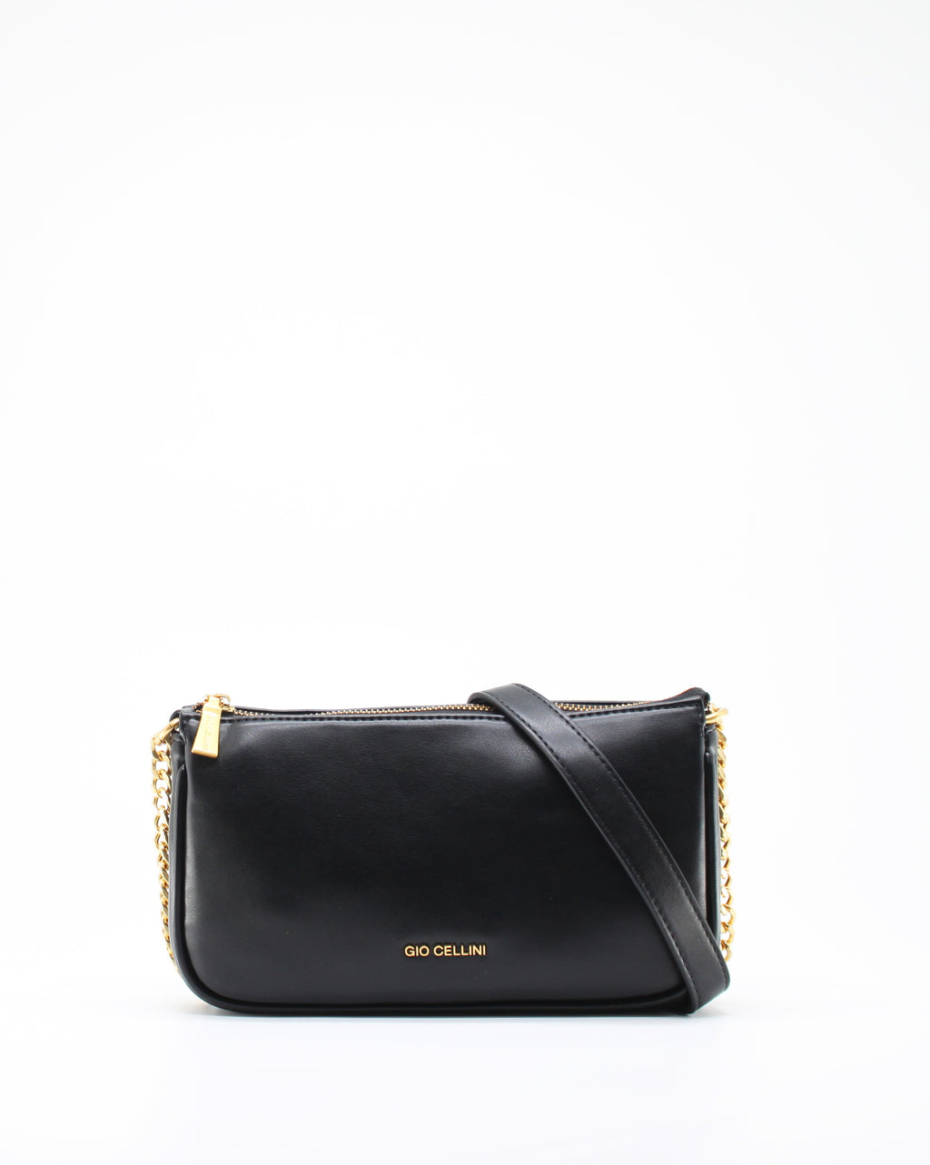 Pochette Giò Cellini Effetto Vintage con Tracolla a Catena Dorata - Nero