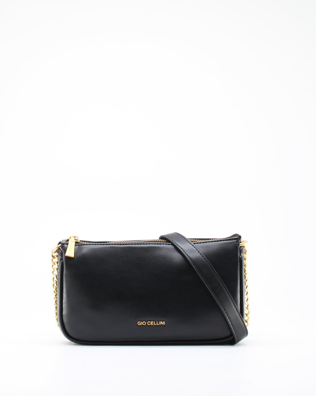 Pochette Giò Cellini Nera Effetto Vintage con Tracolla a Catena Dorata