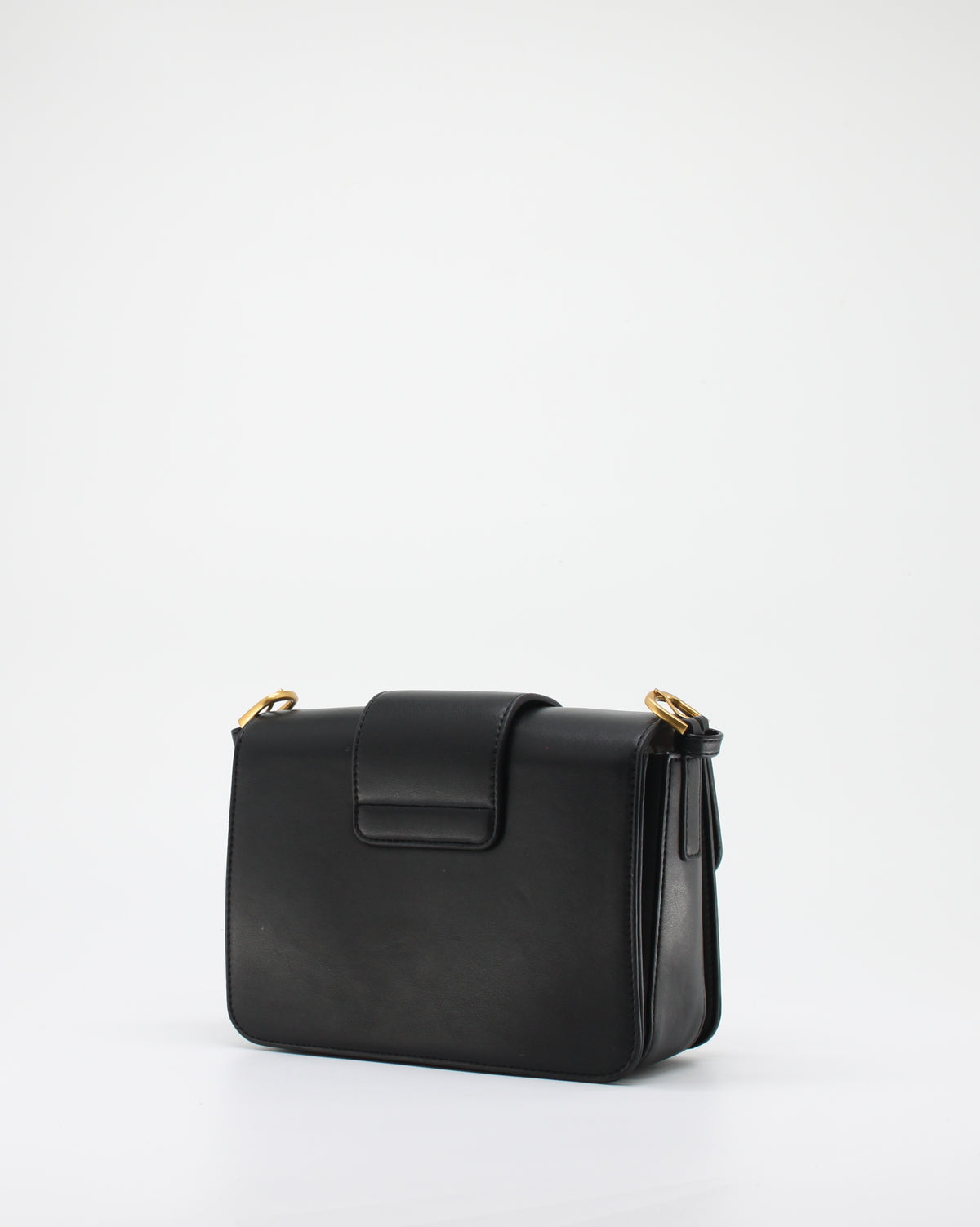 Mini Bag Giò Cellini Nera a Spalla con Fibbia Ovale Dorata