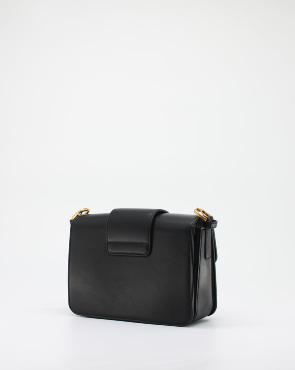 Mini Bag Giò Cellini Nera a Spalla con Fibbia Ovale Dorata